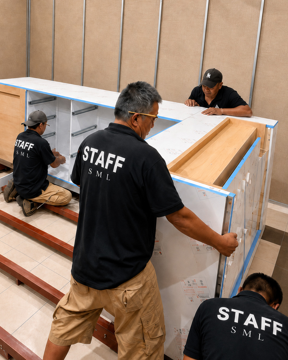 Detalle de ebanistería fina en madera dentro de un interior residencial
